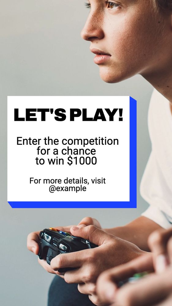 Play & competition  Instagram story template, editable text