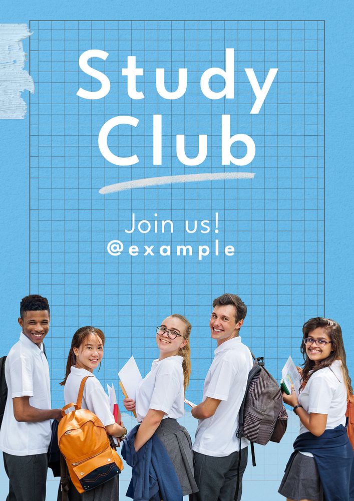 Study club  poster template, editable text and design