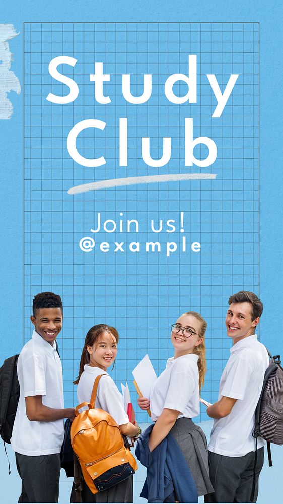 Study club  Instagram story template, editable text