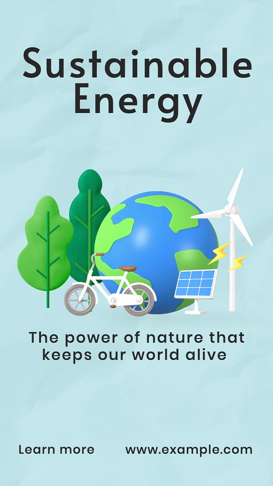 Sustainable energy  Instagram story template, editable text