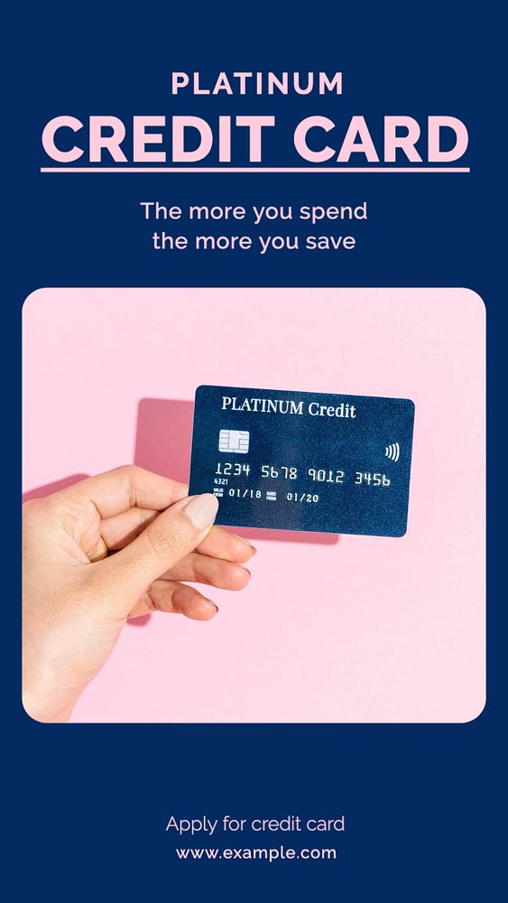 Credit card  Instagram story template, editable text