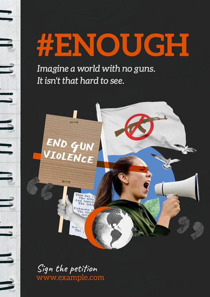 Stop gun violence poster template, editable text and design