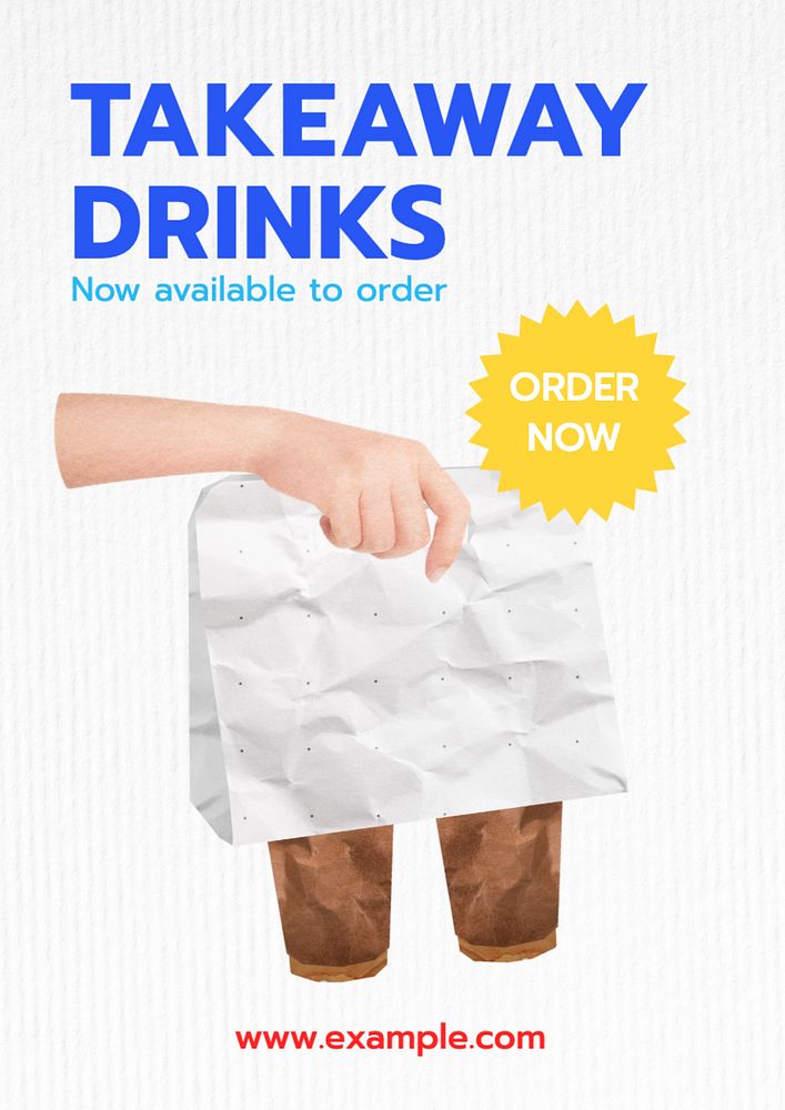 Takeaway drinks  poster template, editable text and design