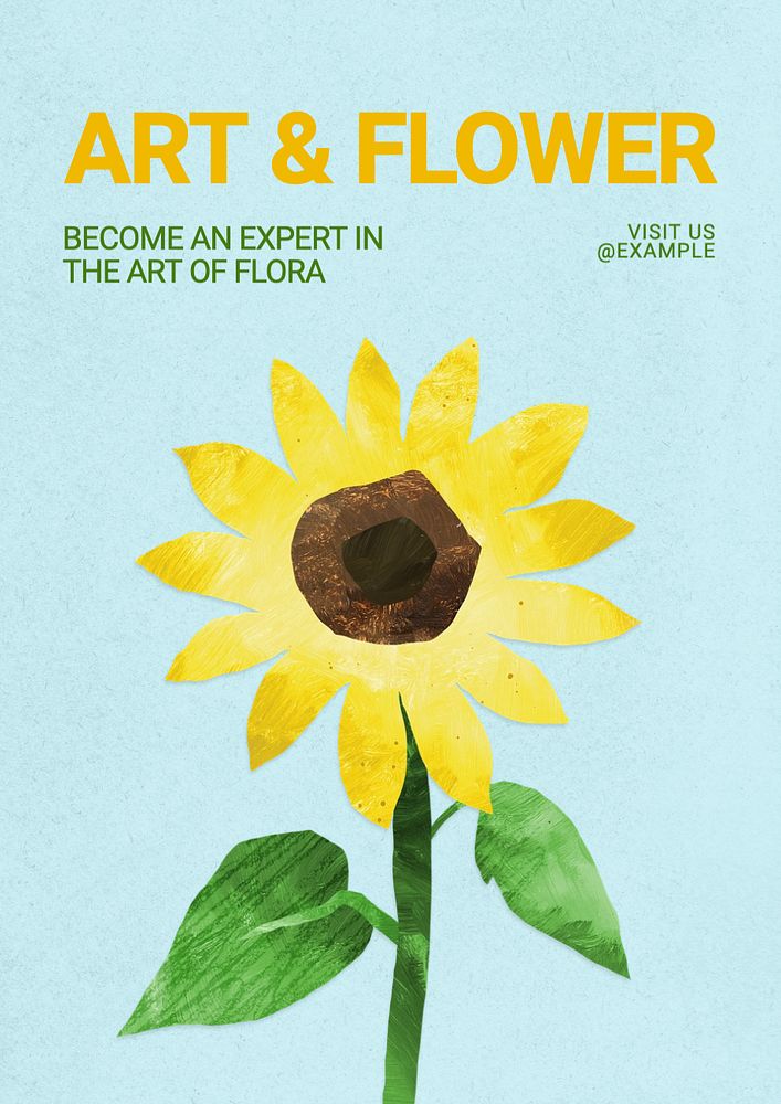 Art & flower poster template, editable text and design