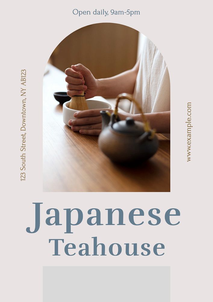 Japanese teahouse poster template, editable text and design