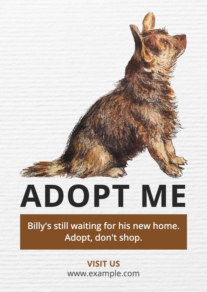 Adopt don't shop poster template, editable text and design