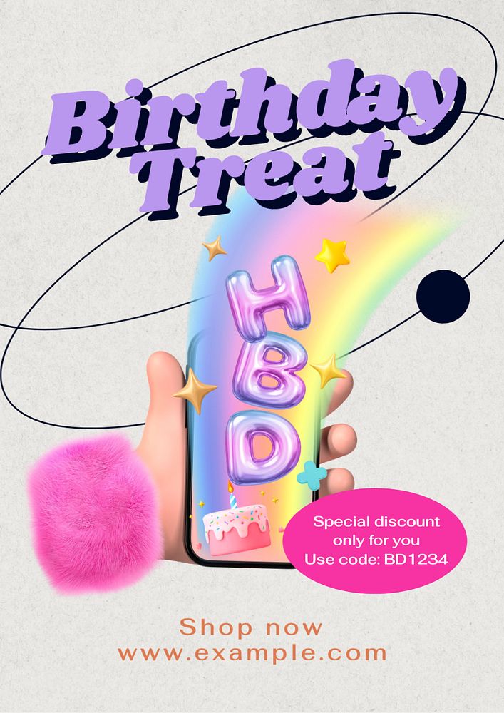 Birthday promotion  poster template, editable text and design