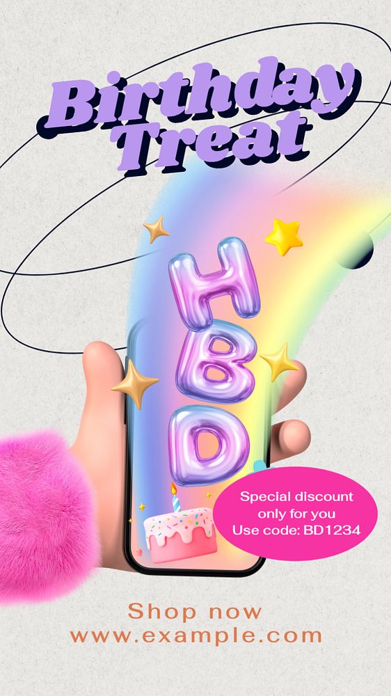 Birthday promotion  Instagram story template, editable text