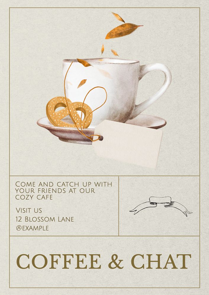 Coffee & chat  poster template, editable text and design