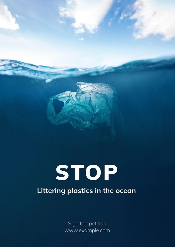 Save ocean poster template, editable text and design