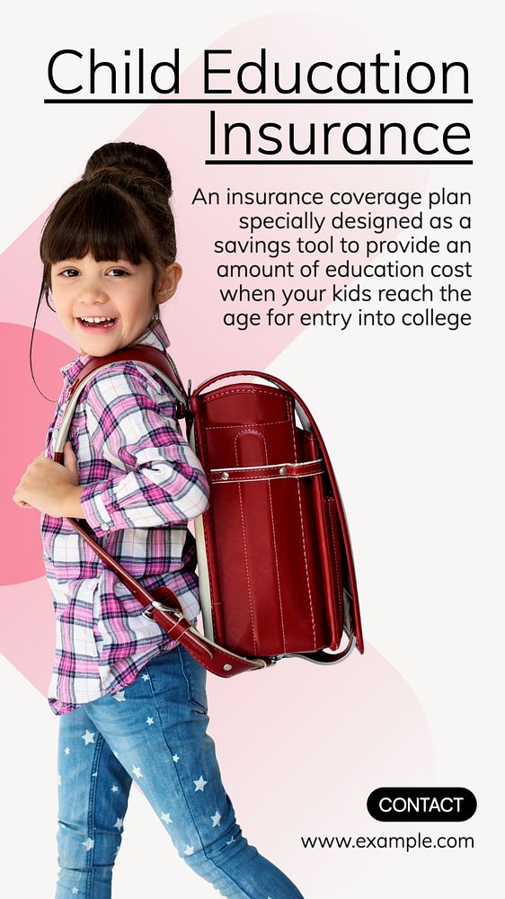 Child education insurance Instagram story template, editable text