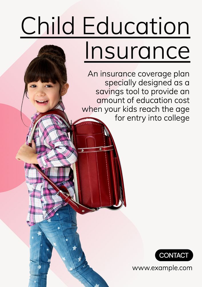 Child education insurance  poster template, editable text and design