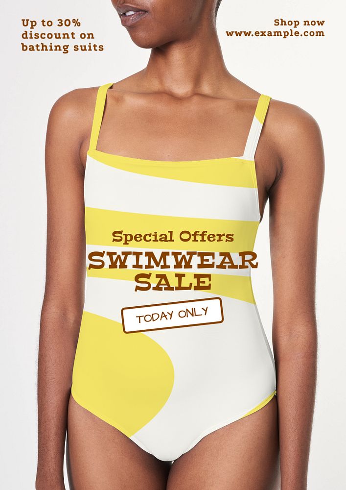 Swimwear sale poster template, editable text and design