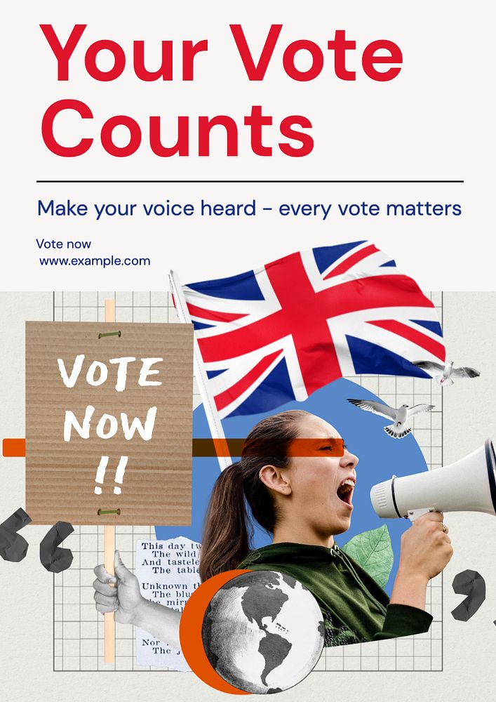 Voting poster template, editable text and design