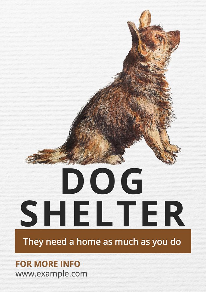 Dog shelter poster template, editable text and design