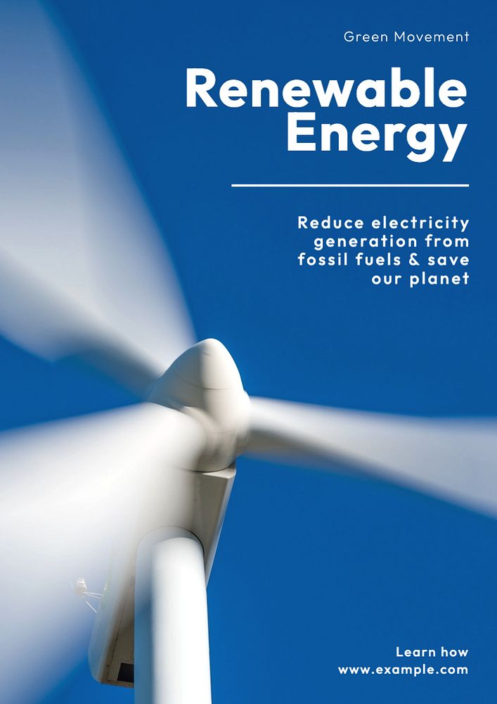 Renewable energy  poster template, editable text and design