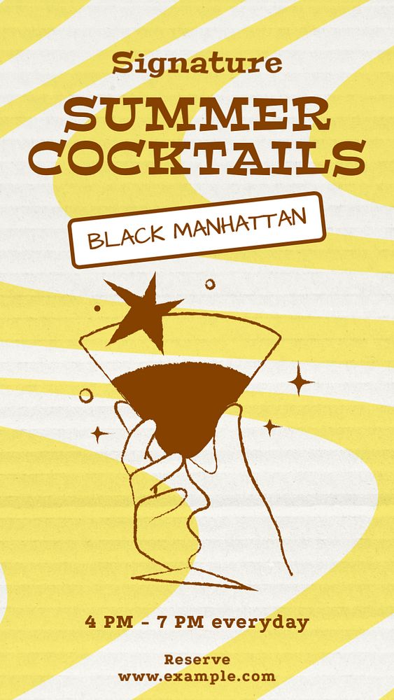 Summer cocktails Instagram story template, editable text