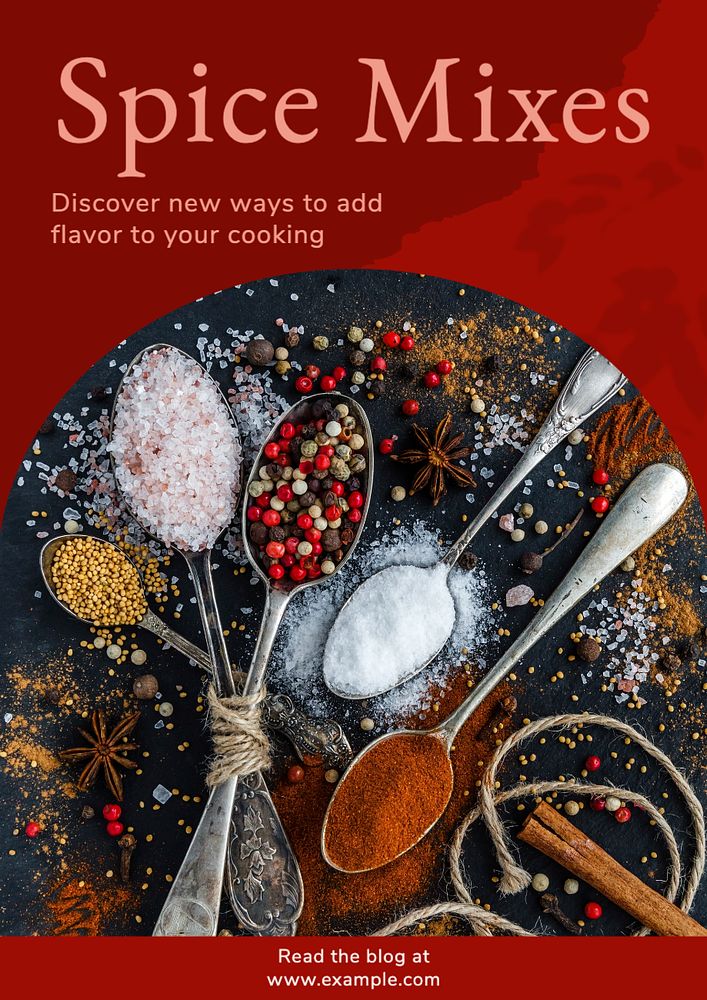 Spice mixes poster template, editable text and design