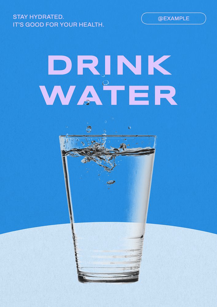 Drink water health poster template, editable text and design