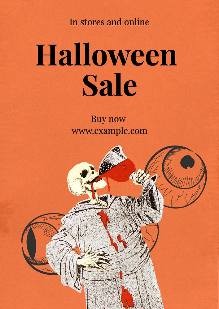 Halloween sale poster template, editable text and design