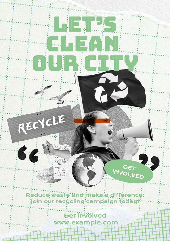 Recycling poster template, editable text and design