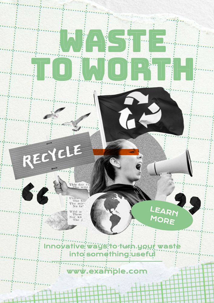 Waste to worth poster template, editable text and design