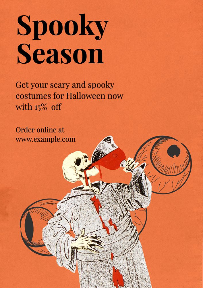 Halloween costume sale poster template, editable text and design