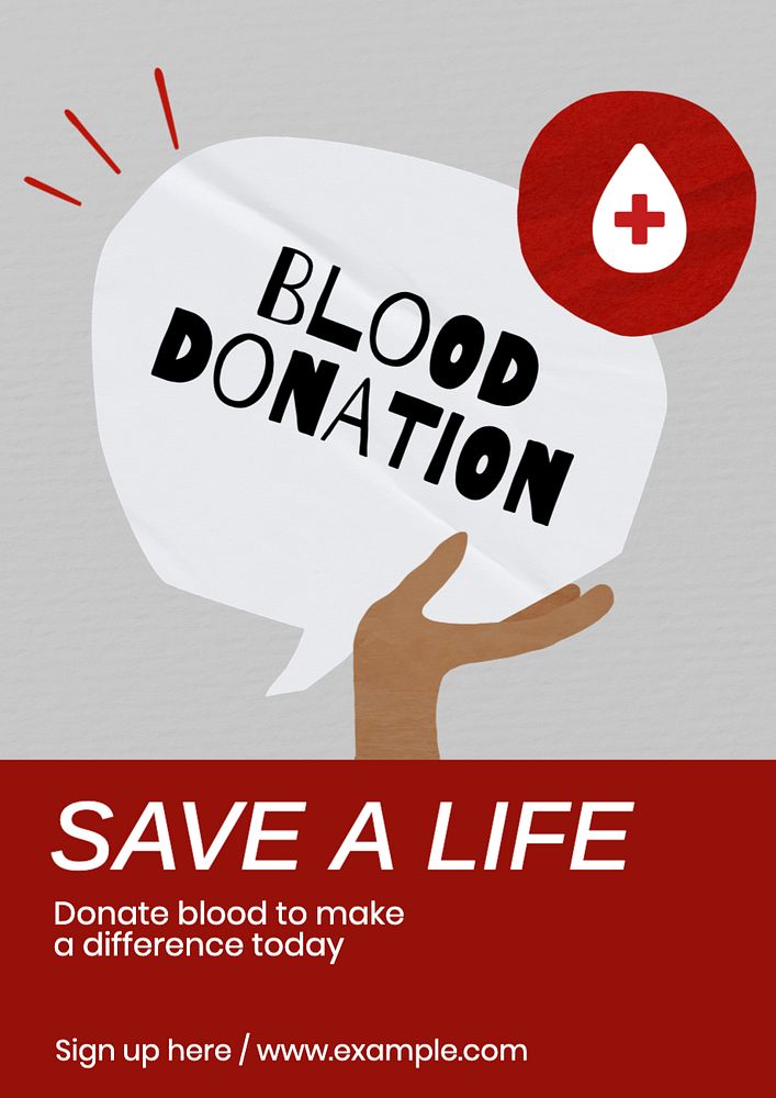 Donate blood poster template, editable text and design