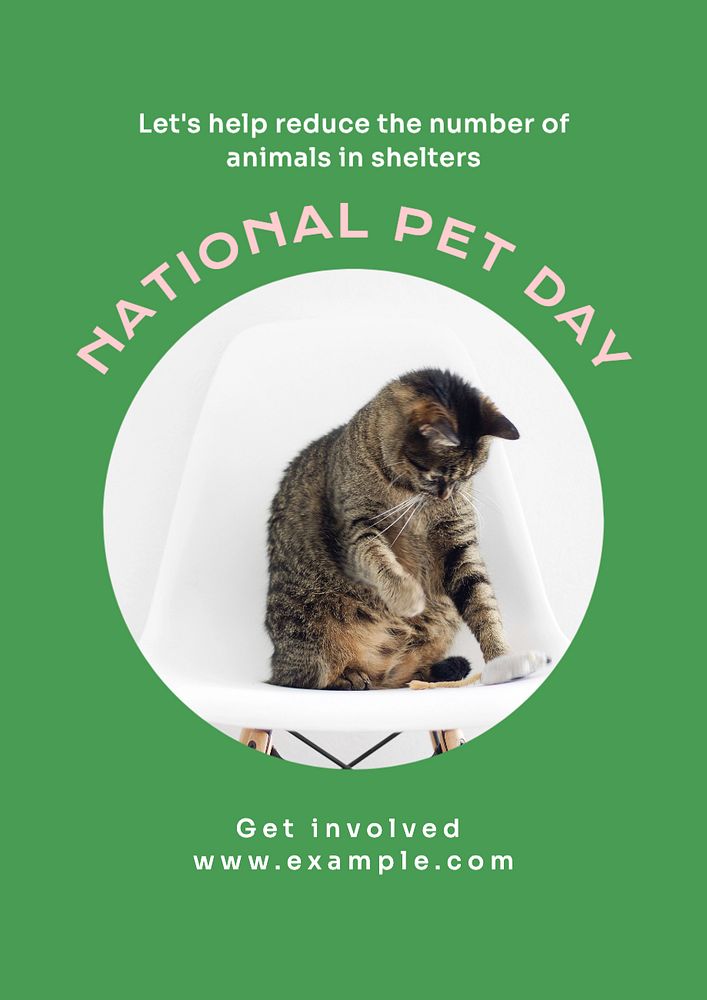 National pet day poster template, editable text and design