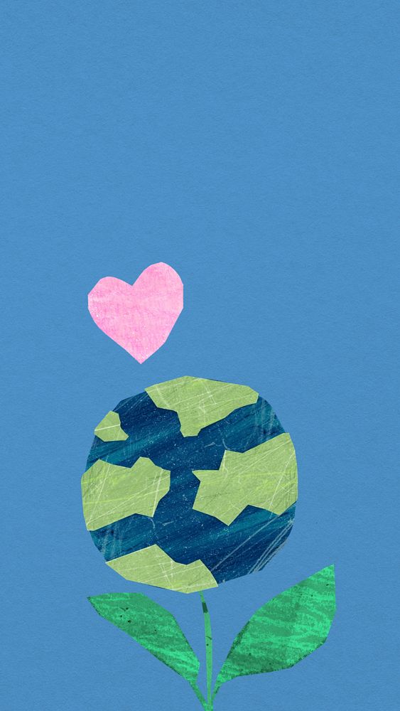 Globe plant iPhone wallpaper, environment paper craft collage, editable design