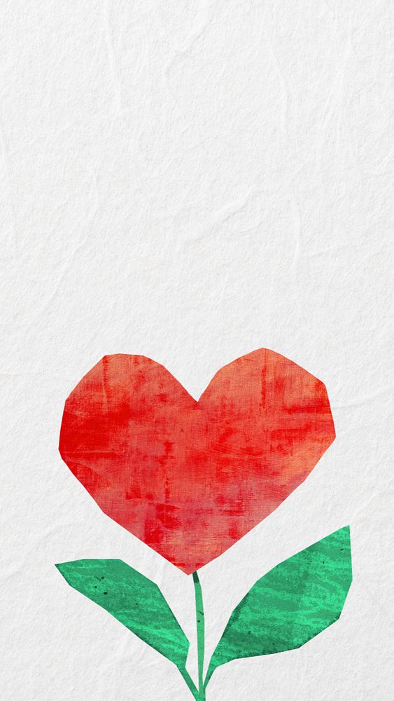 Heart plant iPhone wallpaper, love paper craft collage, editable design