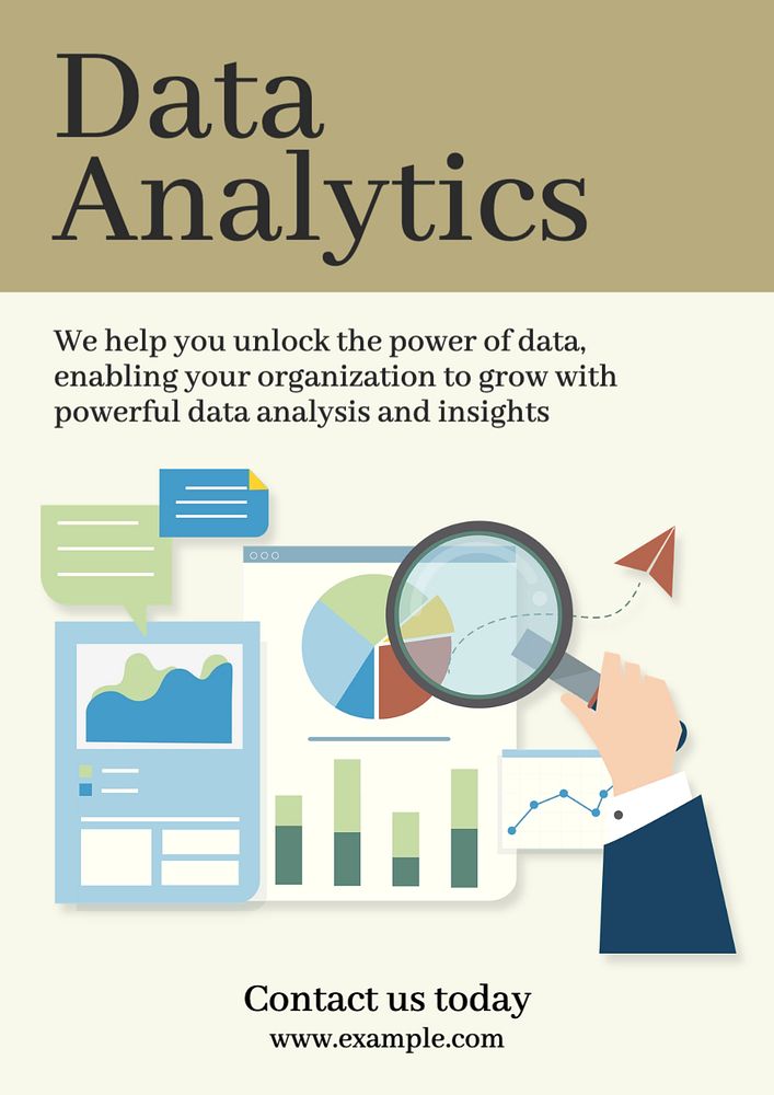 Data analytics poster template, editable text and design