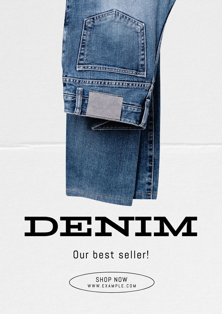 Denim & jeans poster template, editable text and design