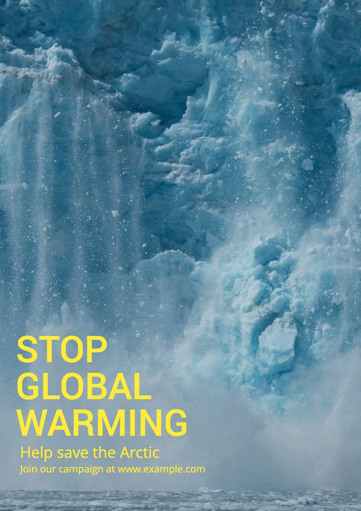 Stop global warming poster template, editable text and design