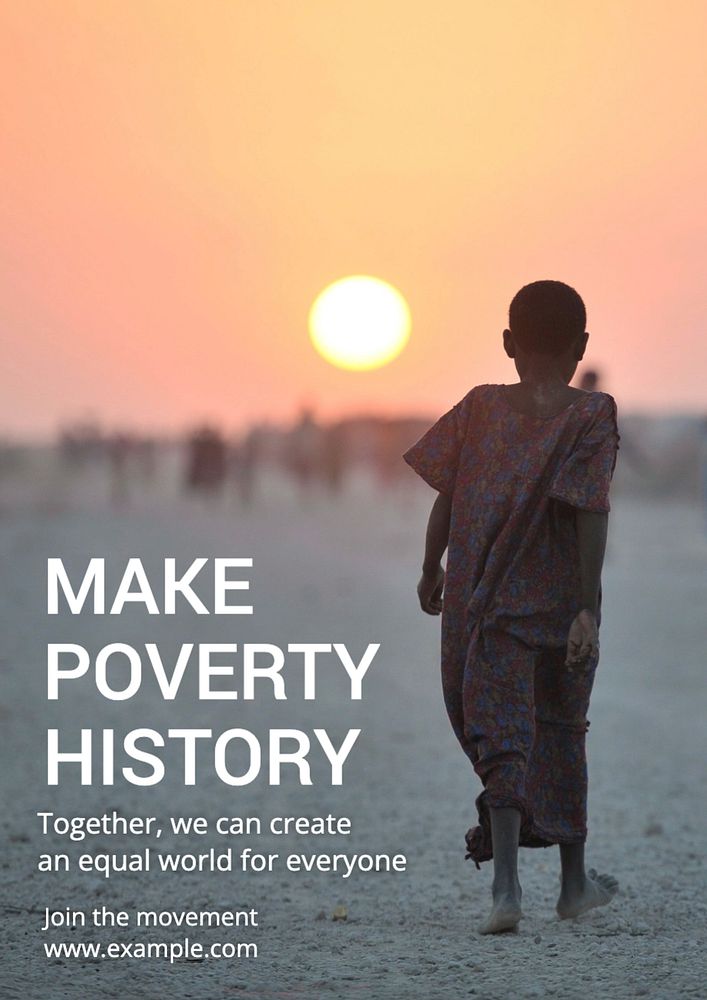 End poverty poster template, editable text and design