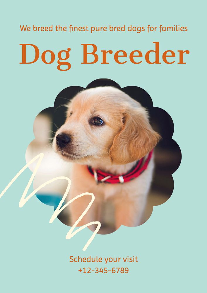 Dog breeder poster template, editable text and design