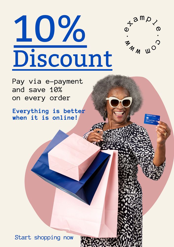 E-payment promotion poster template, editable text and design