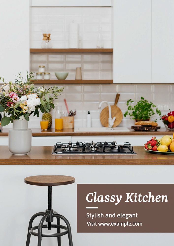 Classy kitchen  poster template, editable text and design