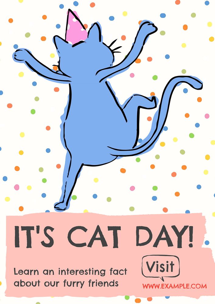 Cat day poster template, editable text and design