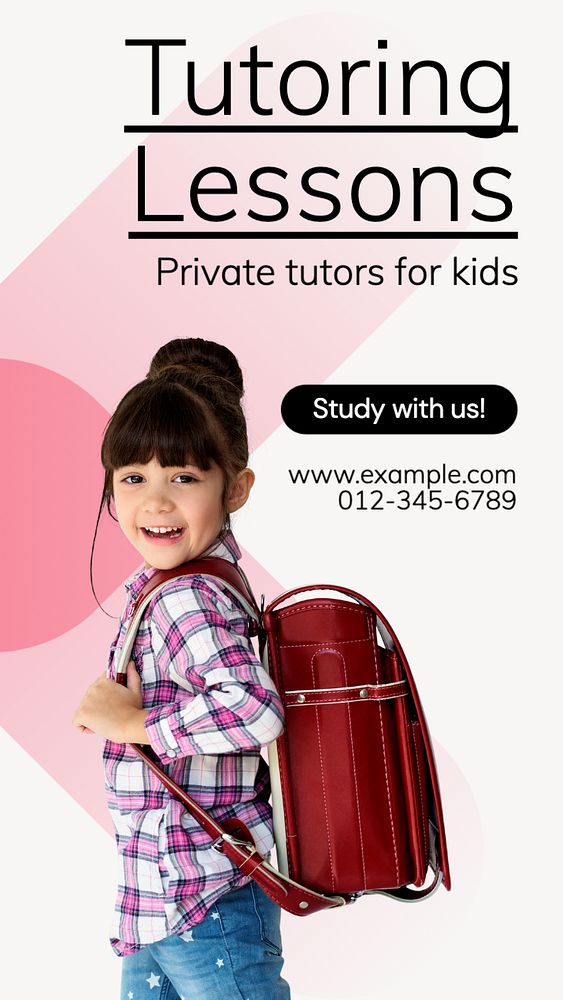 Tutoring lessons Instagram story template, editable text