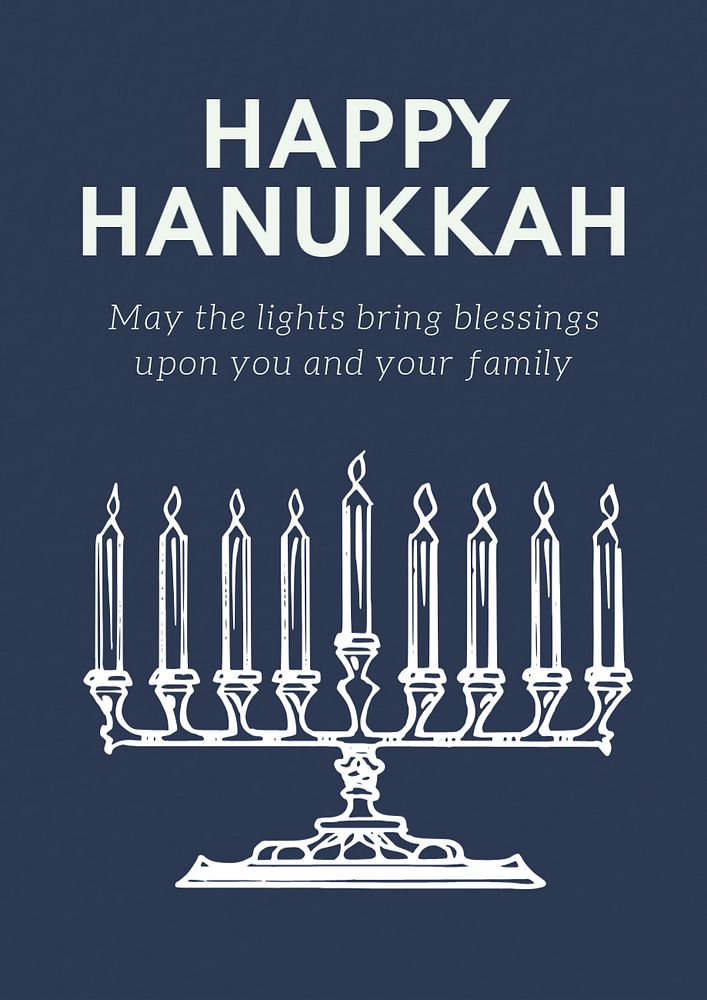 Happy Hanukkah poster template, editable text and design