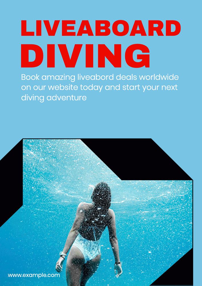 Liveaboard diving poster template, editable text and design