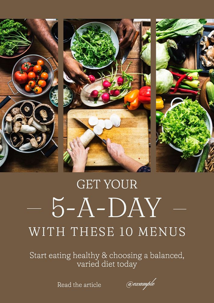 Healthy menus poster template, editable text and design