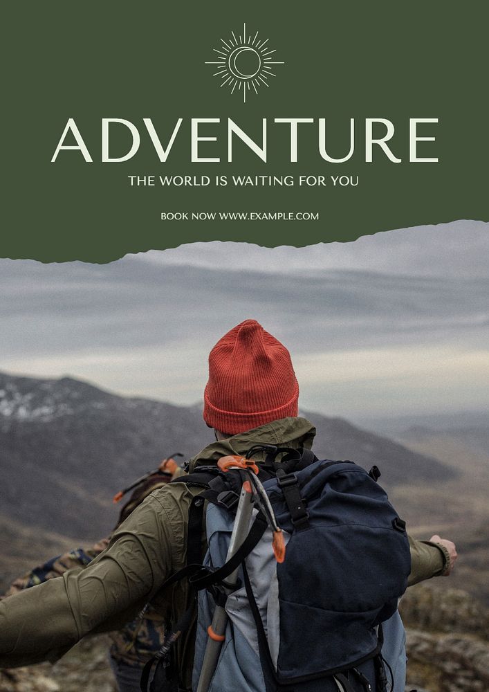Adventure poster template, editable text and design