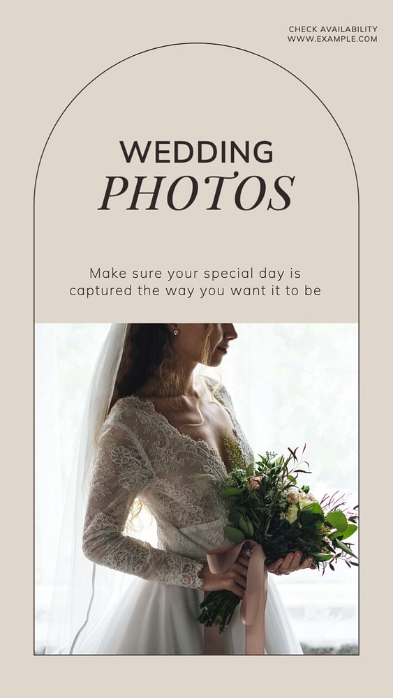 Wedding photos Instagram story template, editable text