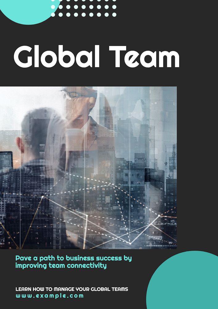 Global team management  poster template, editable text and design