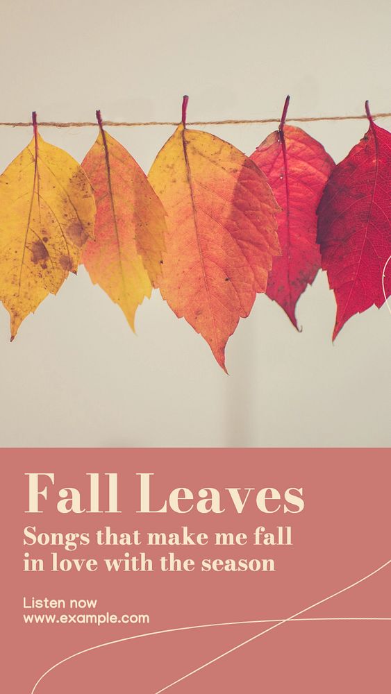 Fall playlist  Instagram story template, editable text