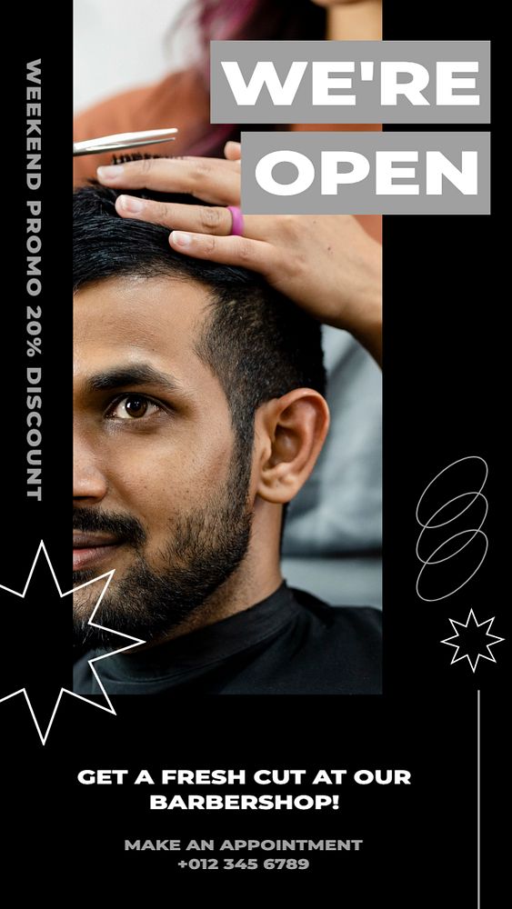 Barbershop  Instagram story template, editable text