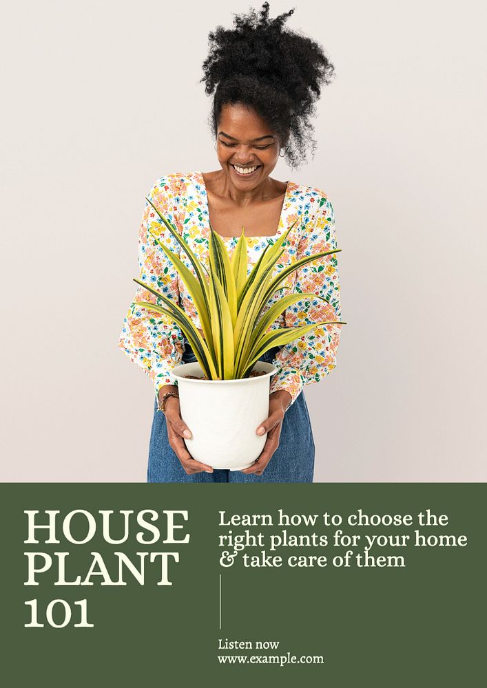 Houseplant podcast  poster template, editable text and design