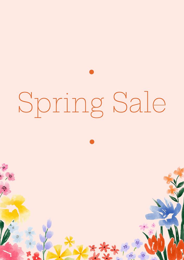 Spring sale poster template, editable text and design